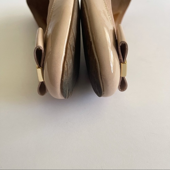 Kate Spade Patent Leather Nude Bow Ballet Flats 7 - Picture 12 of 12